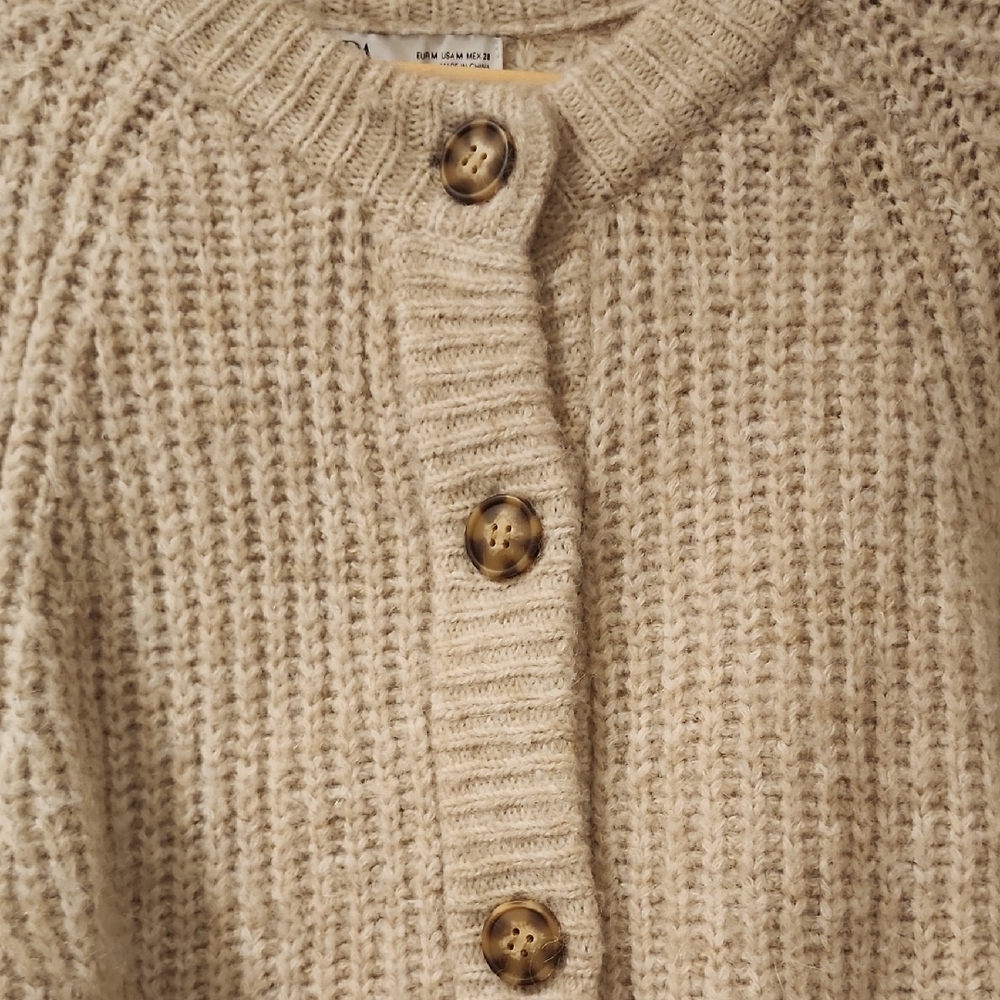 Cozy Cream Button-Front Women's Sweater Cardigan - Picture 2 of 5